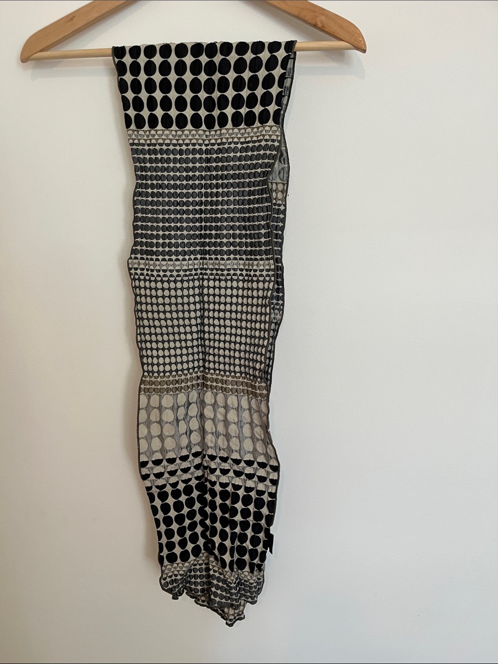 Margo Selby Black and Cream Polka Dot Lightweight Scarf